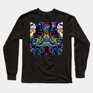 kaiju kraken in ecopop wallpaper art Long Sleeve T-Shirt